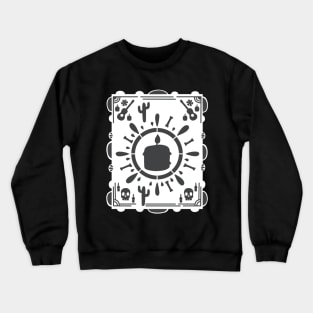 Dia De Los Muertos- black candle- white Papel Picado - Black Cactus Crewneck Sweatshirt